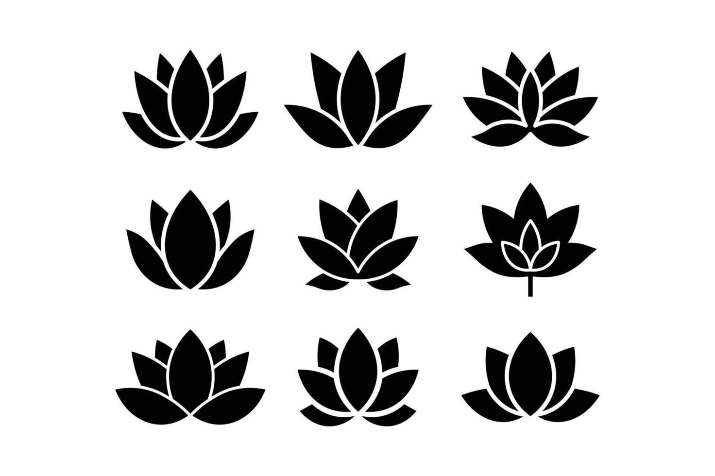 Beauty and Wellness Lotus Icons Pack, beauty spa lotus icons, lotus flower icon set, spa flower icons vector