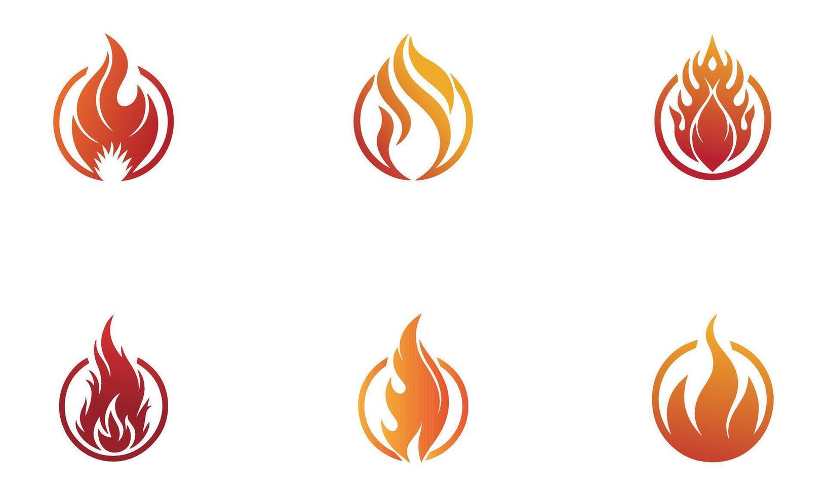 Set of 6 abstract fire flame logos vector