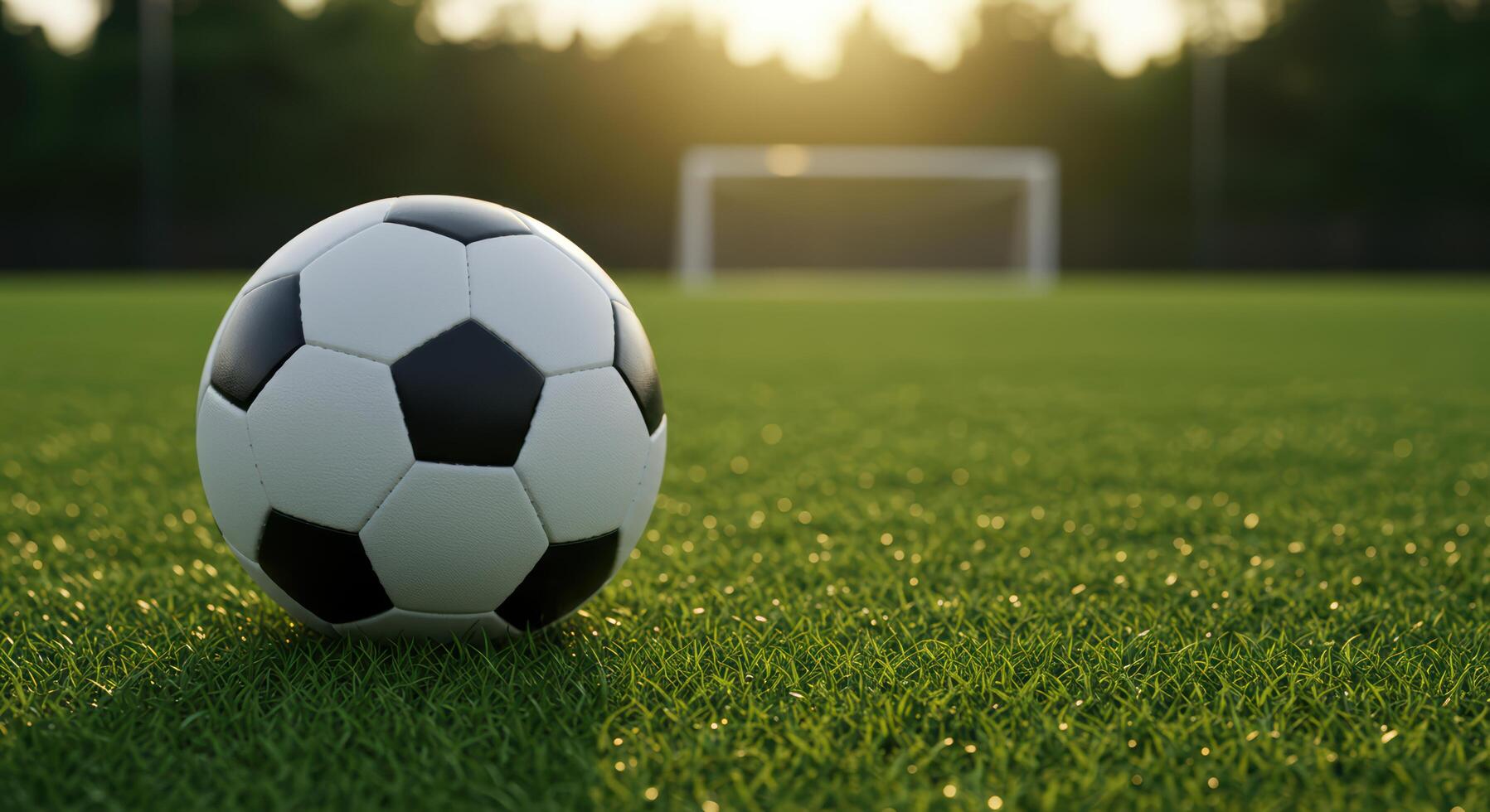 Soccer ball with field background photo