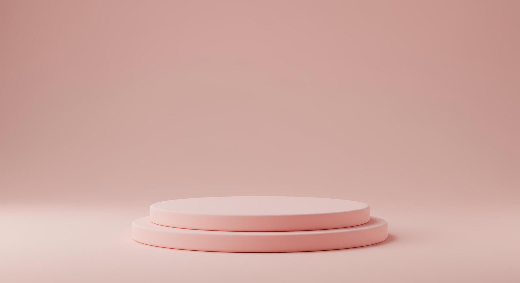 Pink cylindrical pedestal on surface. Minimalistic and luxurious, perfect for showcasing products or creating a modern and elegant visual display. photo