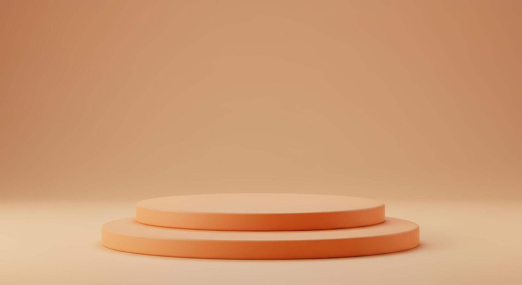Orange cylindrical pedestal on surface. Minimalistic and luxurious, perfect for showcasing products or creating a modern and elegant visual display. photo