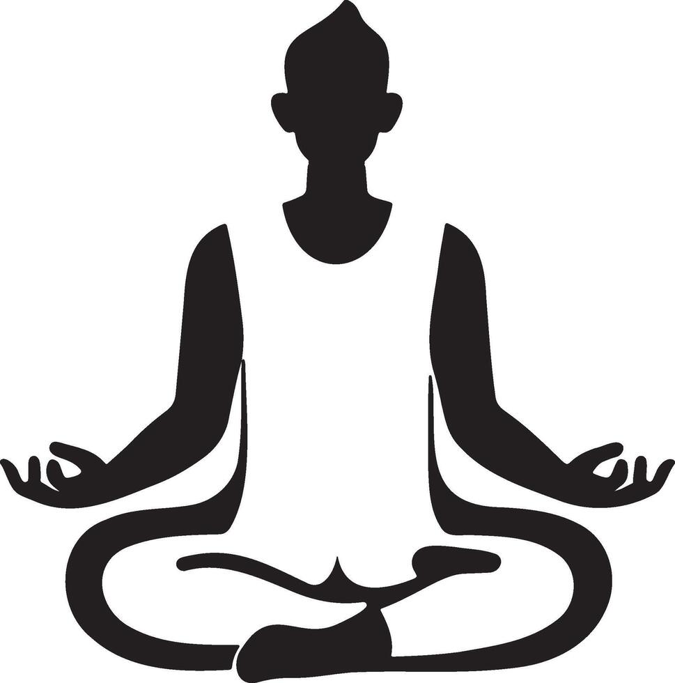 Meditation pose silhouette yoga. vector