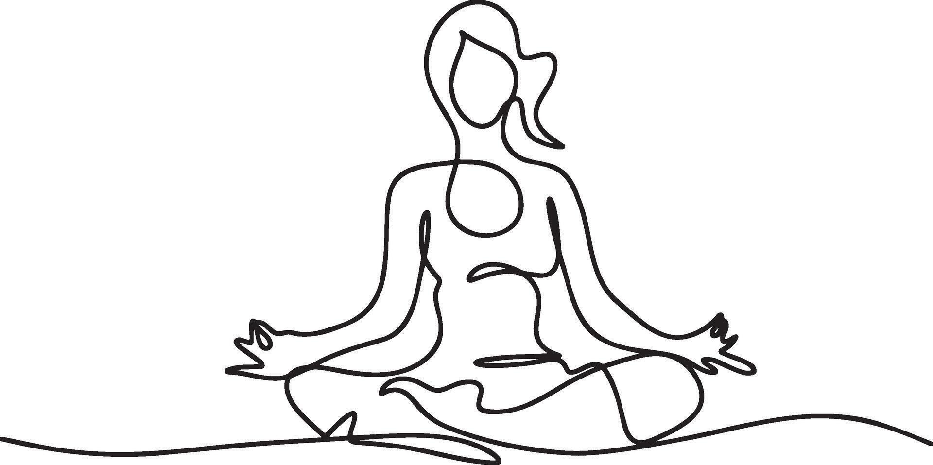 Yoga poses, one line drawing. vector