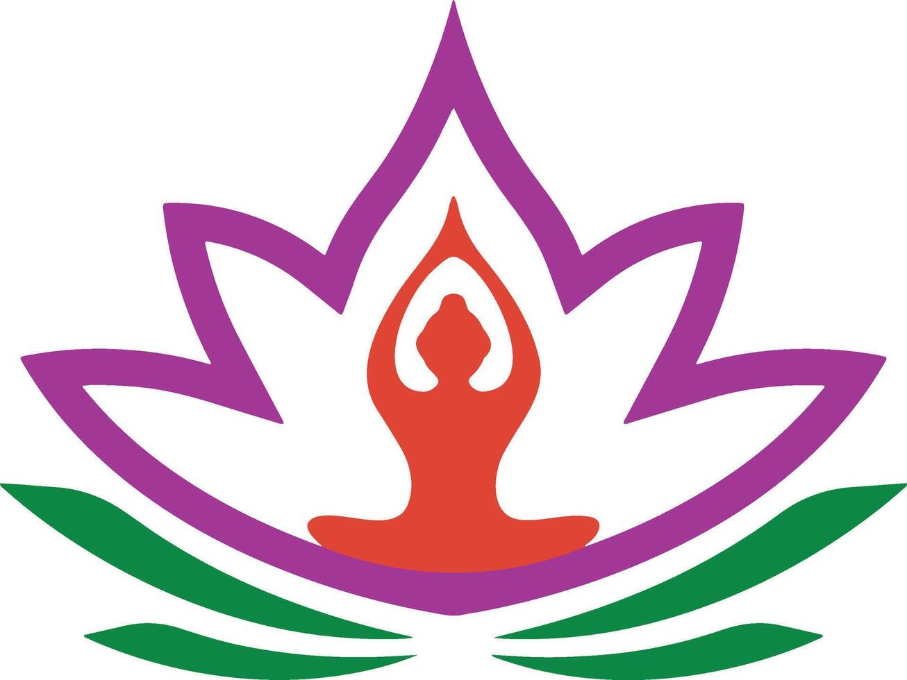 Lotus yoga pose with vibrant floral elements vector