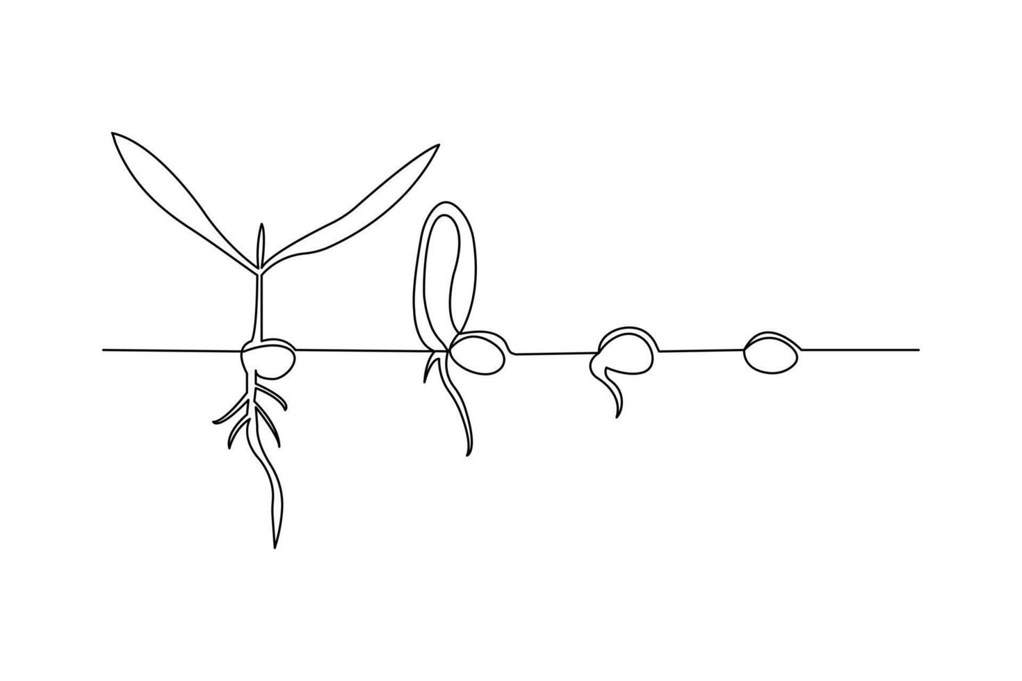 Plant Growth Icon Single Line Drawing Minimal Outline Illustration vector