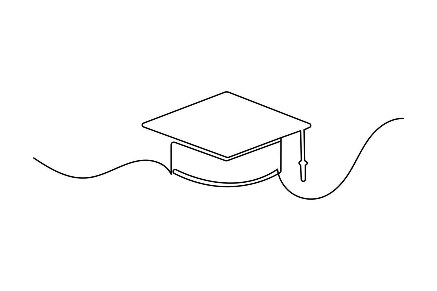 Graduation cap continuous one line art drawing of concept doodle style outline design vector