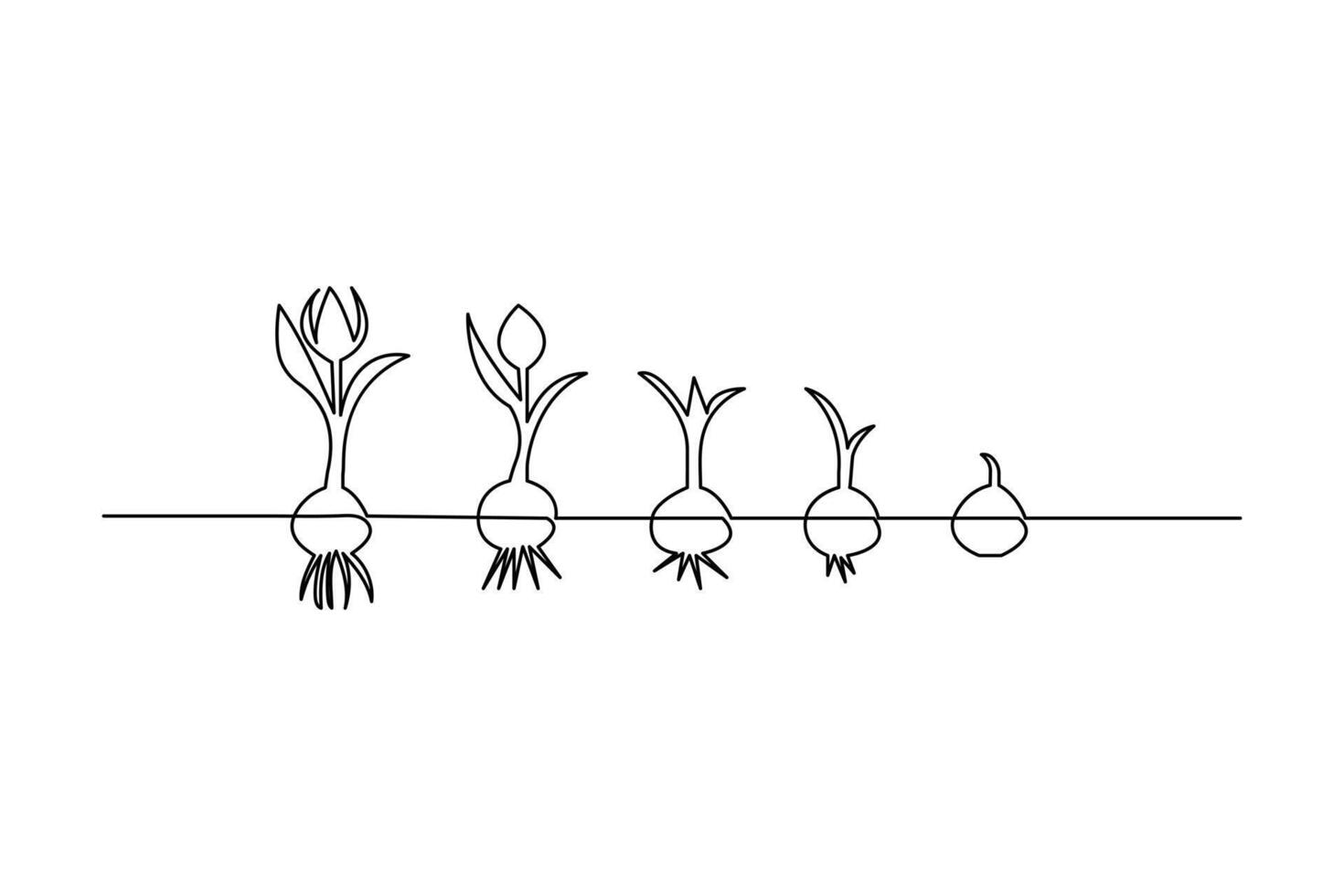 Growth Plant Icon One Line Drawing Minimalist Style Isolated vector