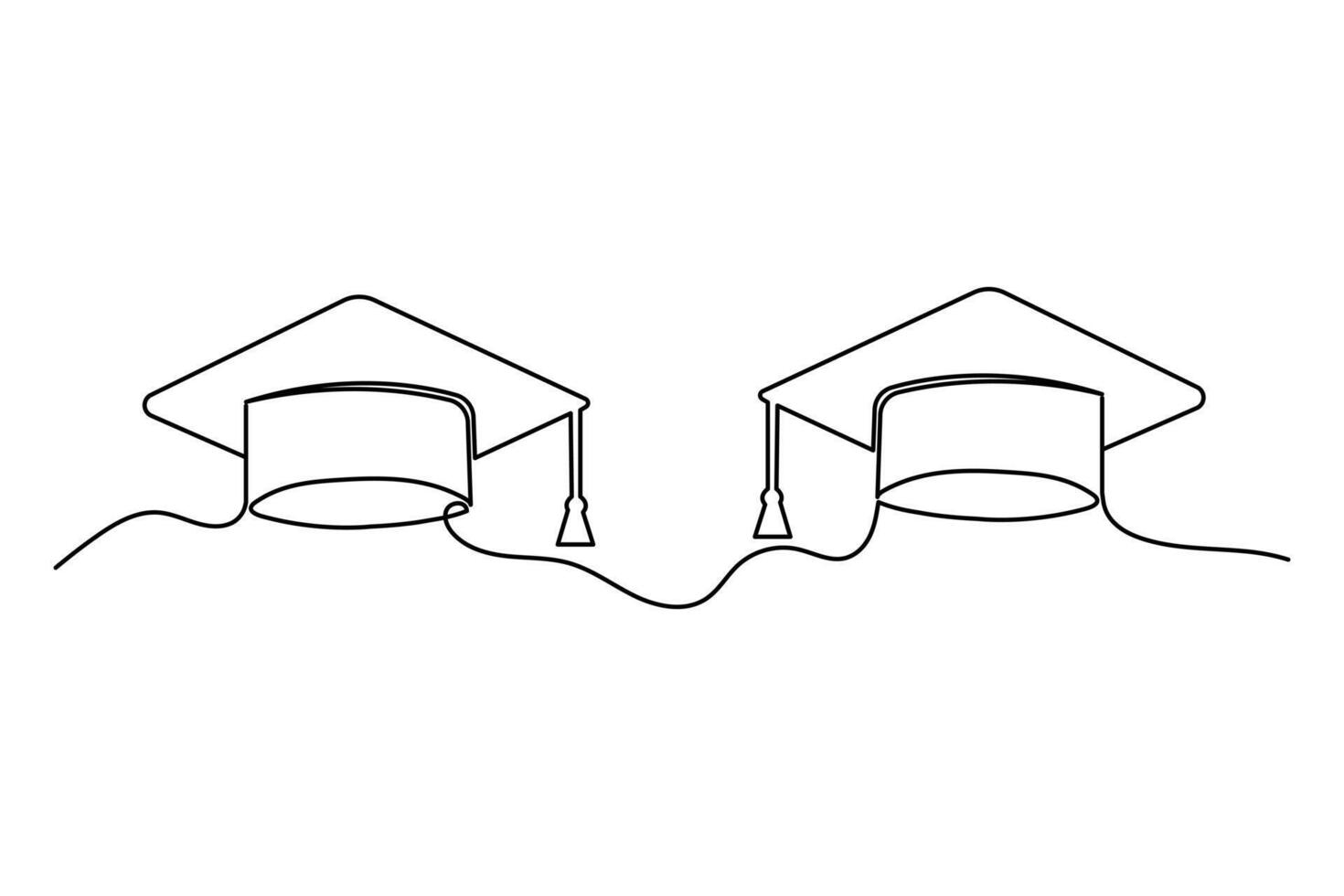 Continuous graduation cap one line drawing continuous isolated on white background vector