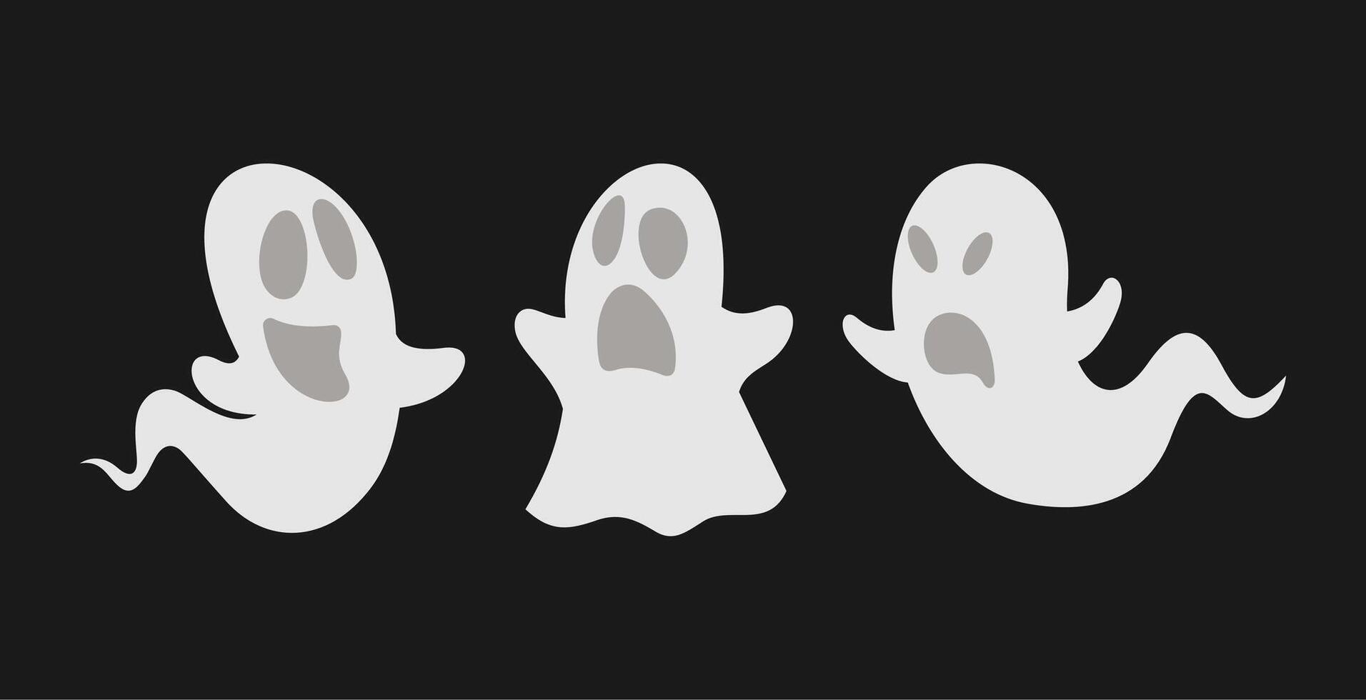 Cartoon ghost halloween elements each in a separate layer for easy editing. vector