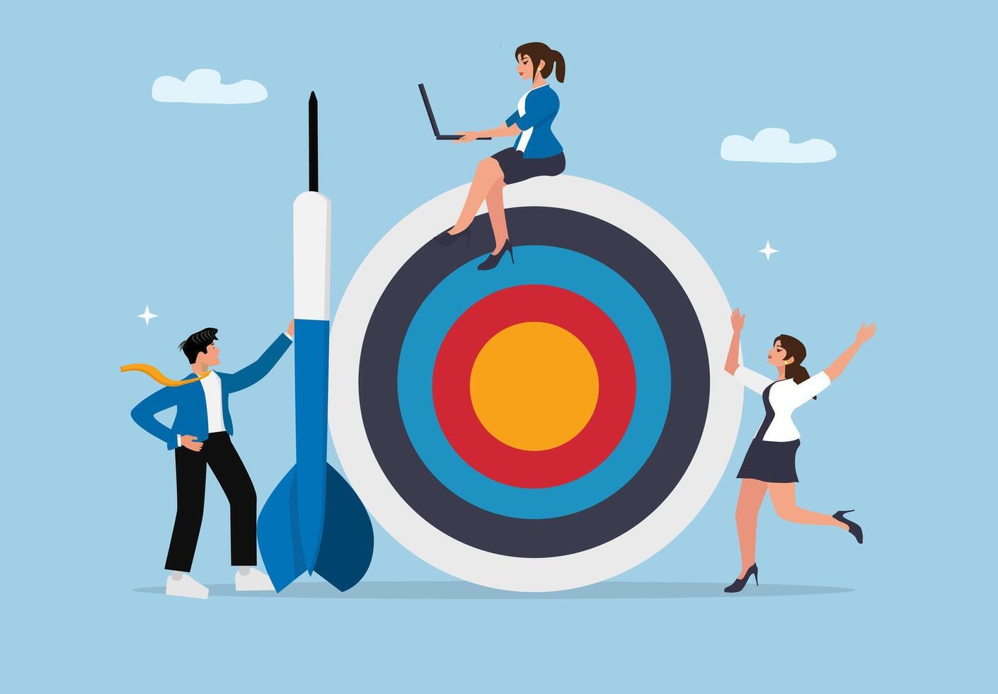 business people with target and arrow vector