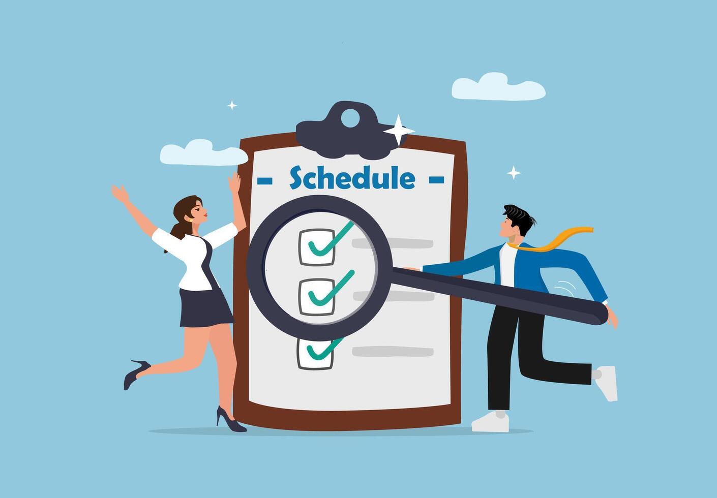 Detailed Business Professionals Analyzing Project Schedule vector