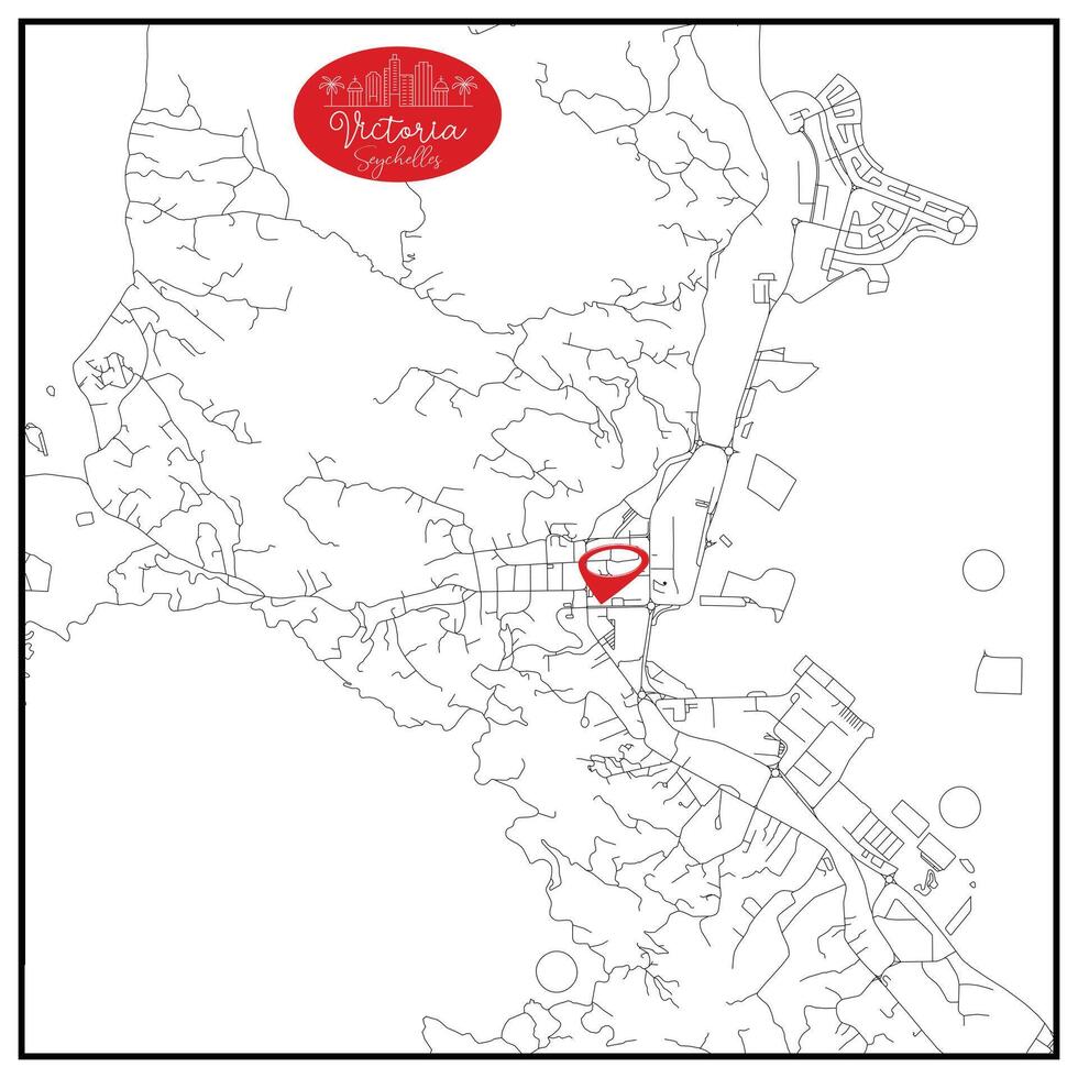 Victoria capital city of Seychelles Urban Streets Roads Map with city center location pin,illustration element image vector