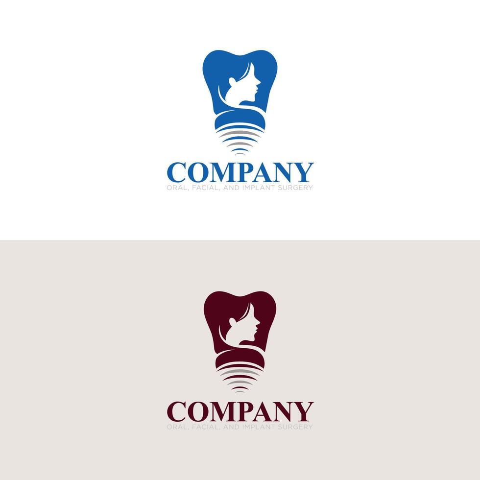 Dentist dental logo design with beautiful face template vector