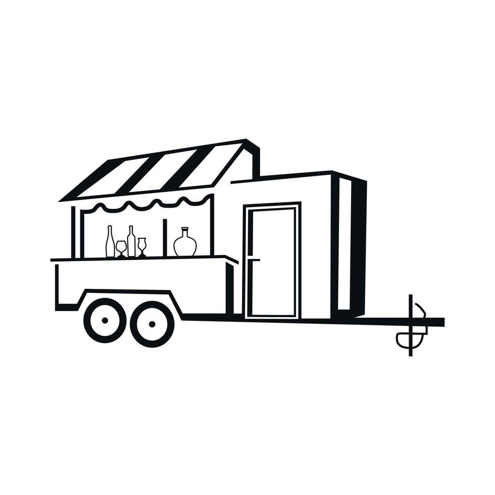 Camper trailer mobile bar illustrations on a white background vector
