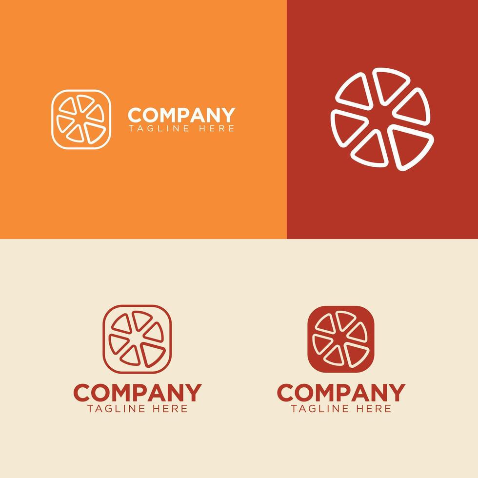 Simple line art pizza logo design vector