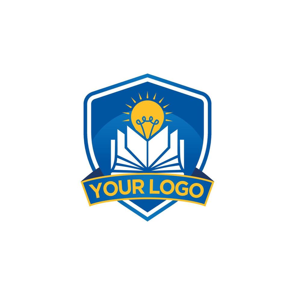 Book and light bulb education logo design for learning platforms template illustrations vector