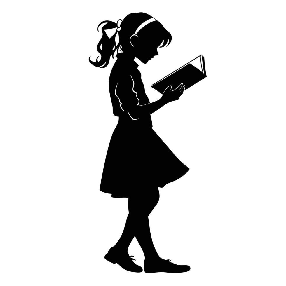 High-Contrast Black and White Silhouette of a Young Woman in Profile vector