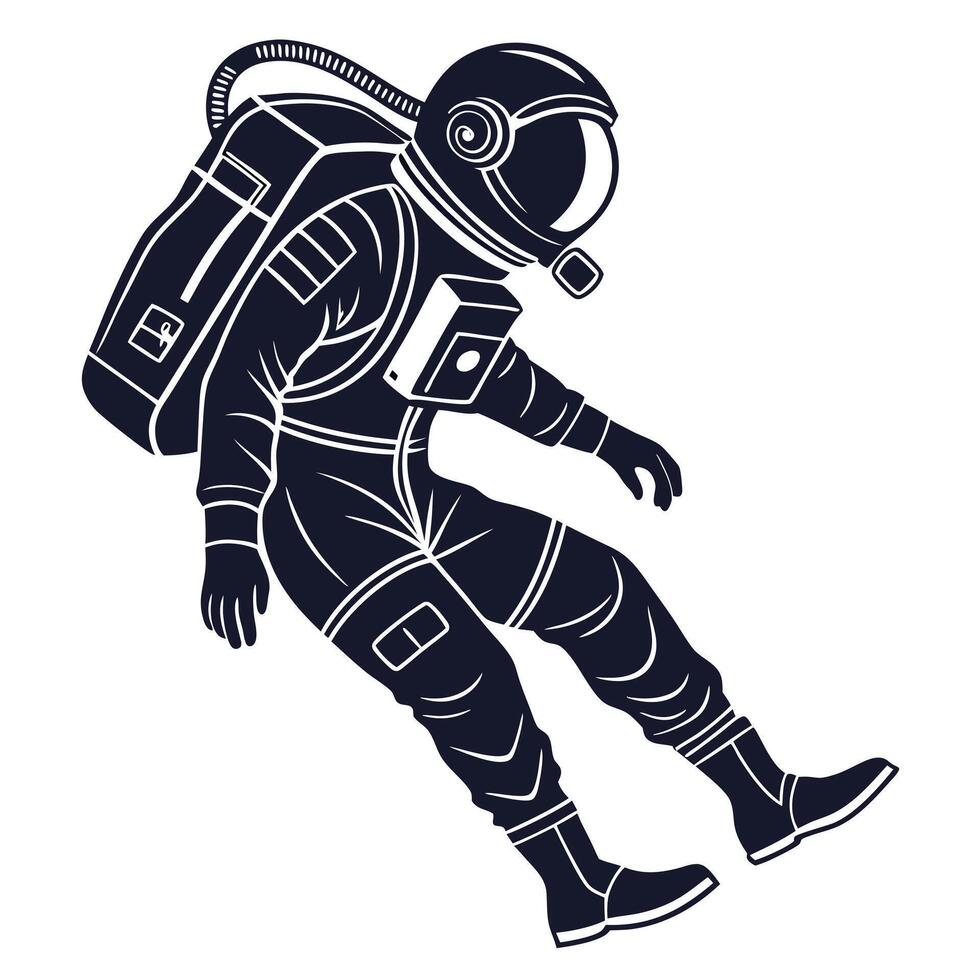 Bold Black Silhouette of an Astronaut Floating in Space Among the Stars vector