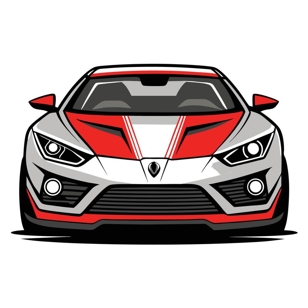 Sleek and Aggressive Front View of a High-Performance Racing Sports Car vector