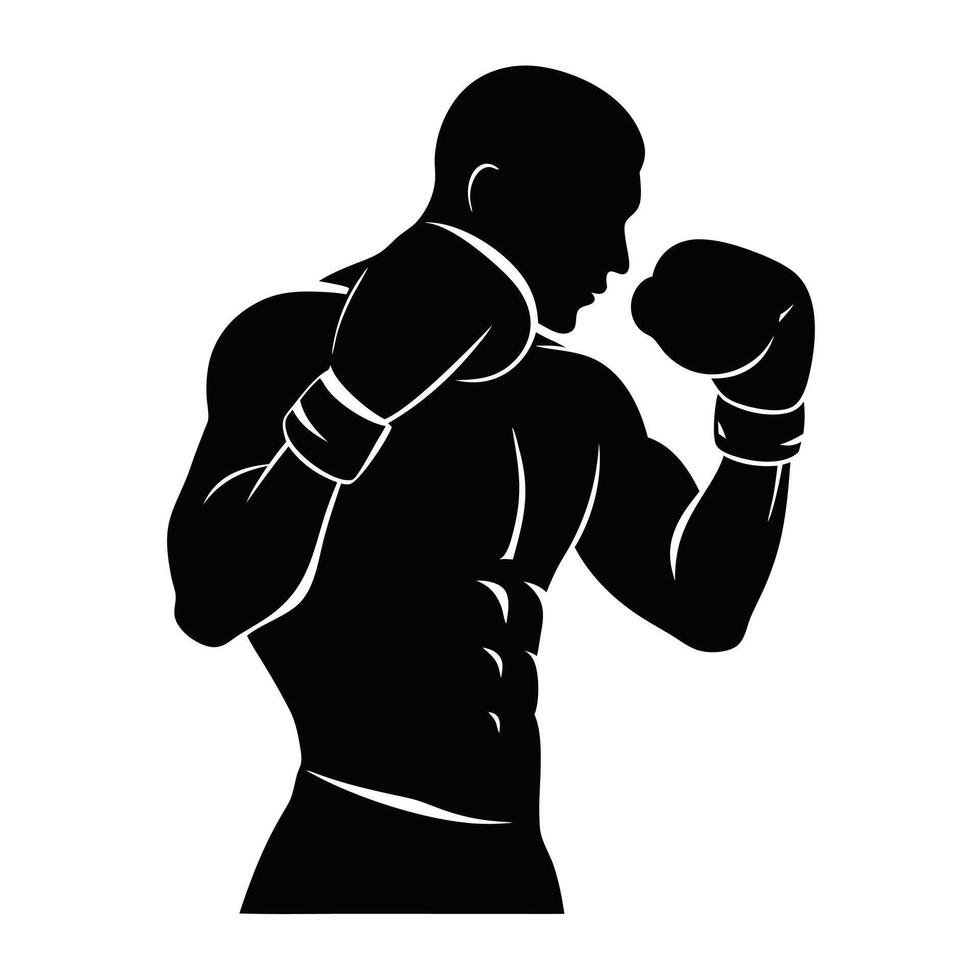 Heroic and Bold Male Silhouette in High Contrast for Power and Fitness Themes vector