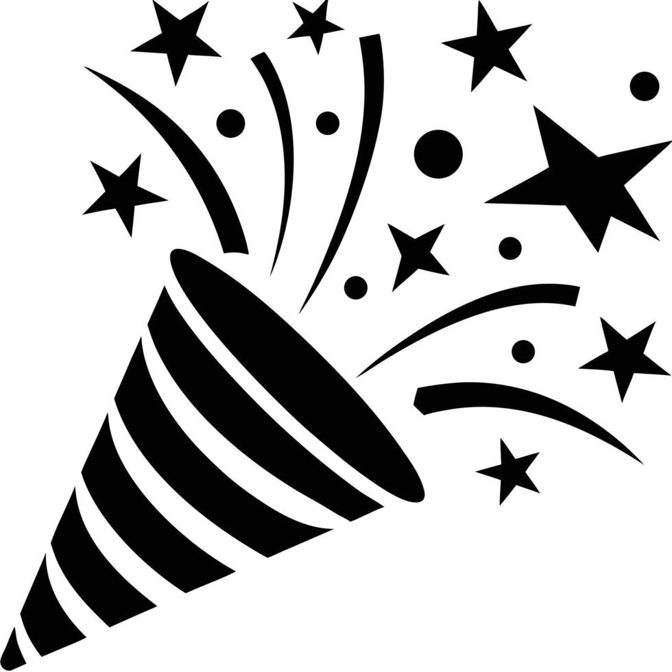 Black Silhouette of a Festive Party Popper for Holiday Celebrations vector