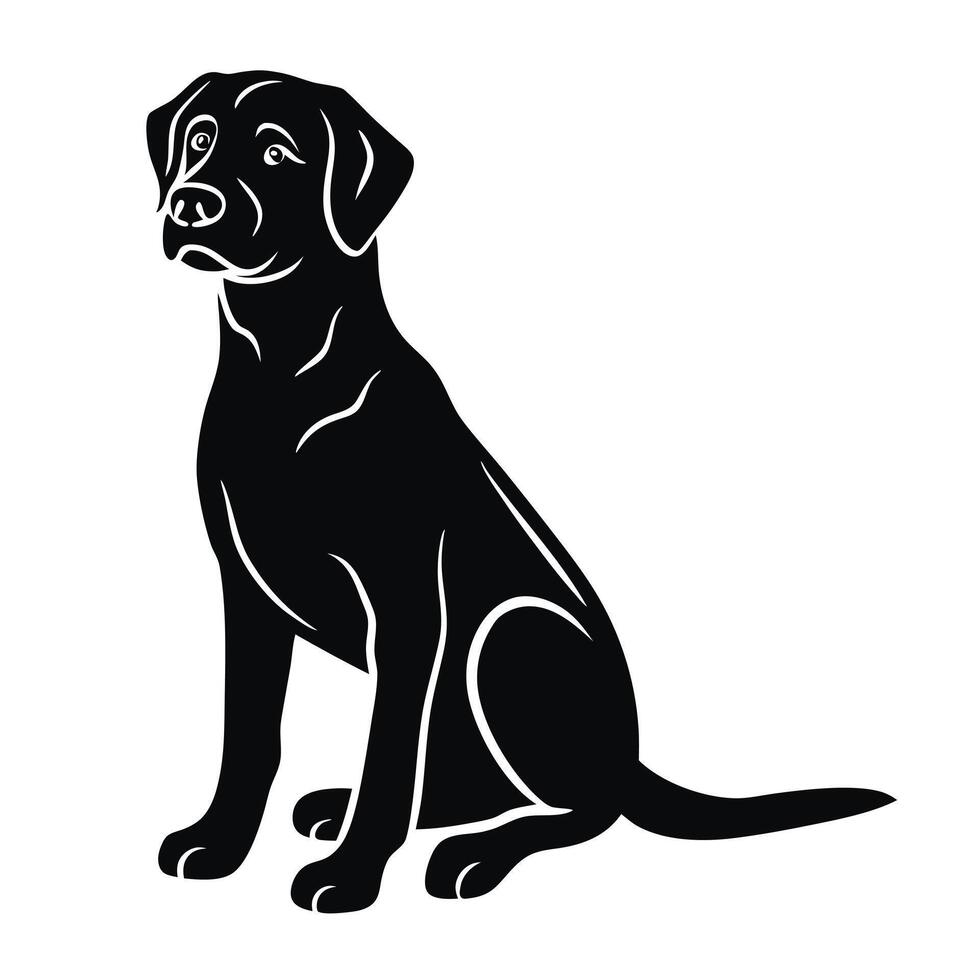 Minimalist Two-Color Silhouette of a Labrador Retriever Dog for Pet Lovers vector