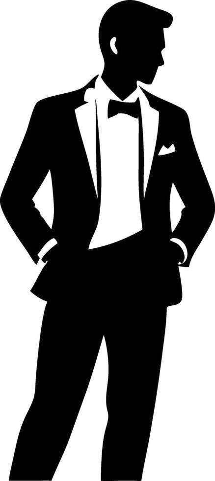 Elegant Black and White Silhouette of a Man Standing in Minimalist Style vector