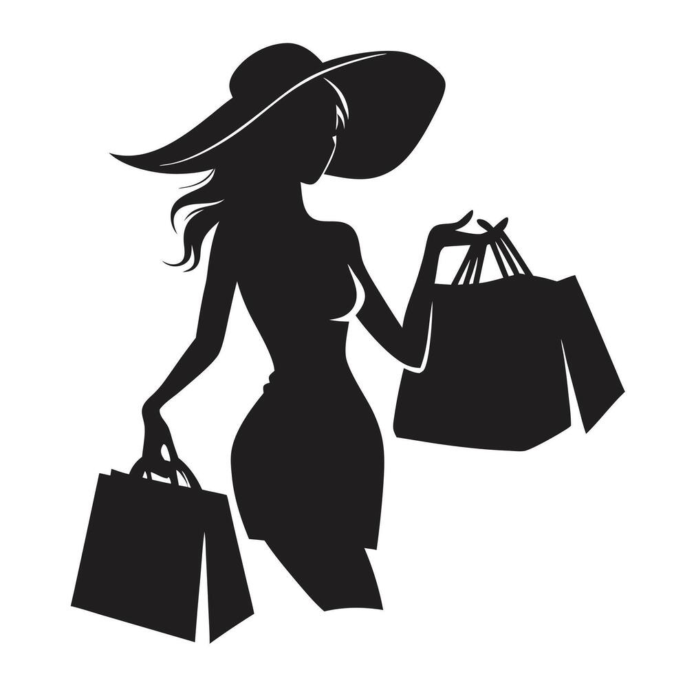 Dramatic Silhouette Design Stark Black and White Illustration vector