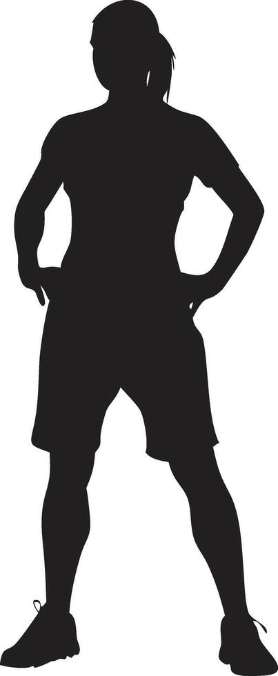 Confident woman black silhouette, strong female pose, elegant modern lady icon, fashion style attitude, bold business charm, graceful urban design vector