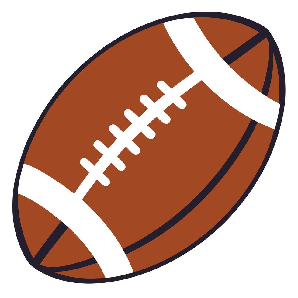 Detailed Brown Leather American Football Illustration with Oval Shape and White Stripe Accents vector