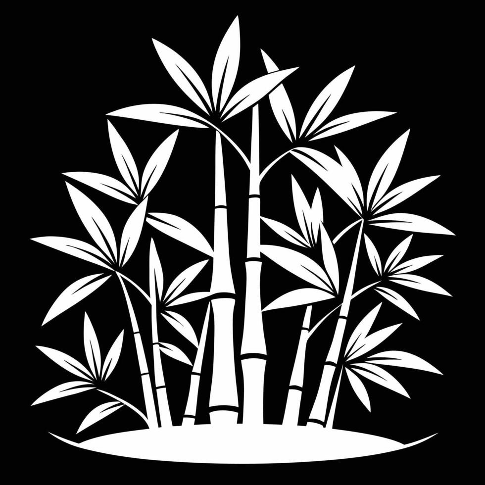 Calm and Graceful Bamboo Silhouette in Traditional Black and White Style vector