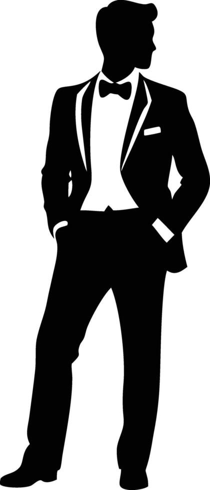 Minimalist Male Silhouette Art Capturing Strong Posture and Quiet Presence vector