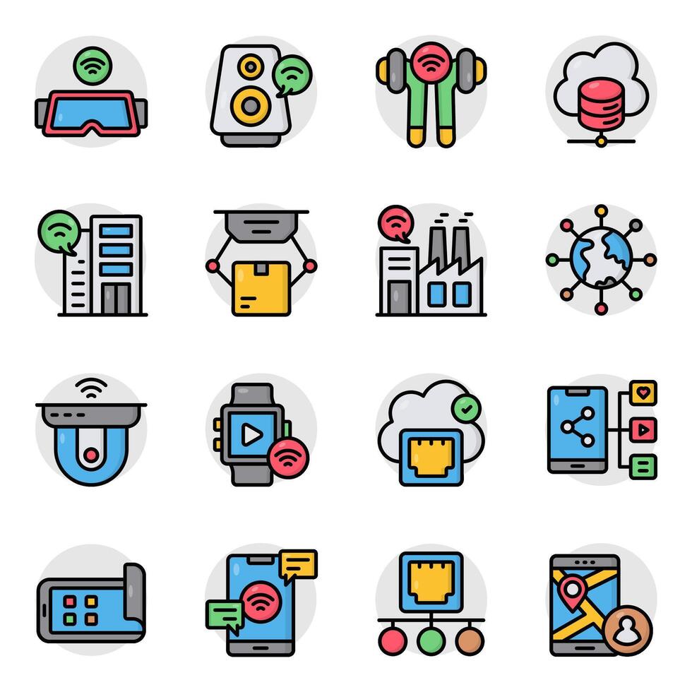 Set of Internet of Things Flat Icons vector