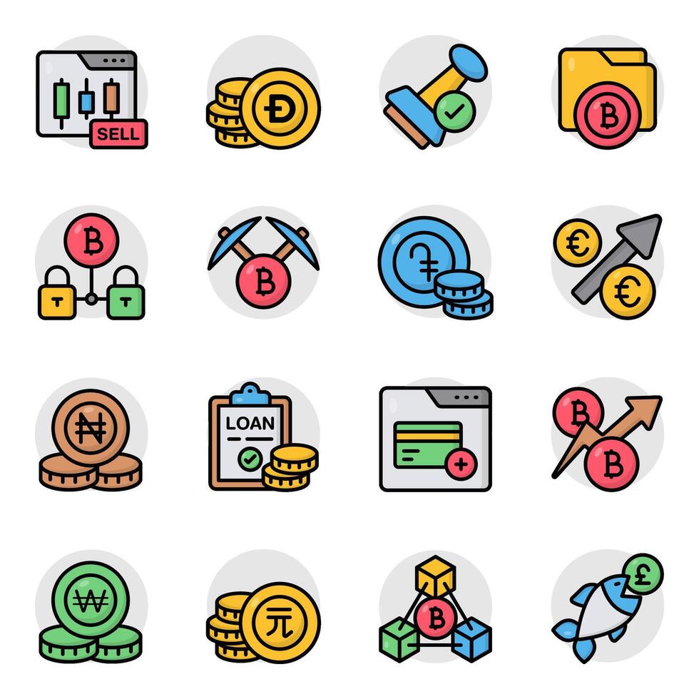 Set of Wealth Flat Icons vector
