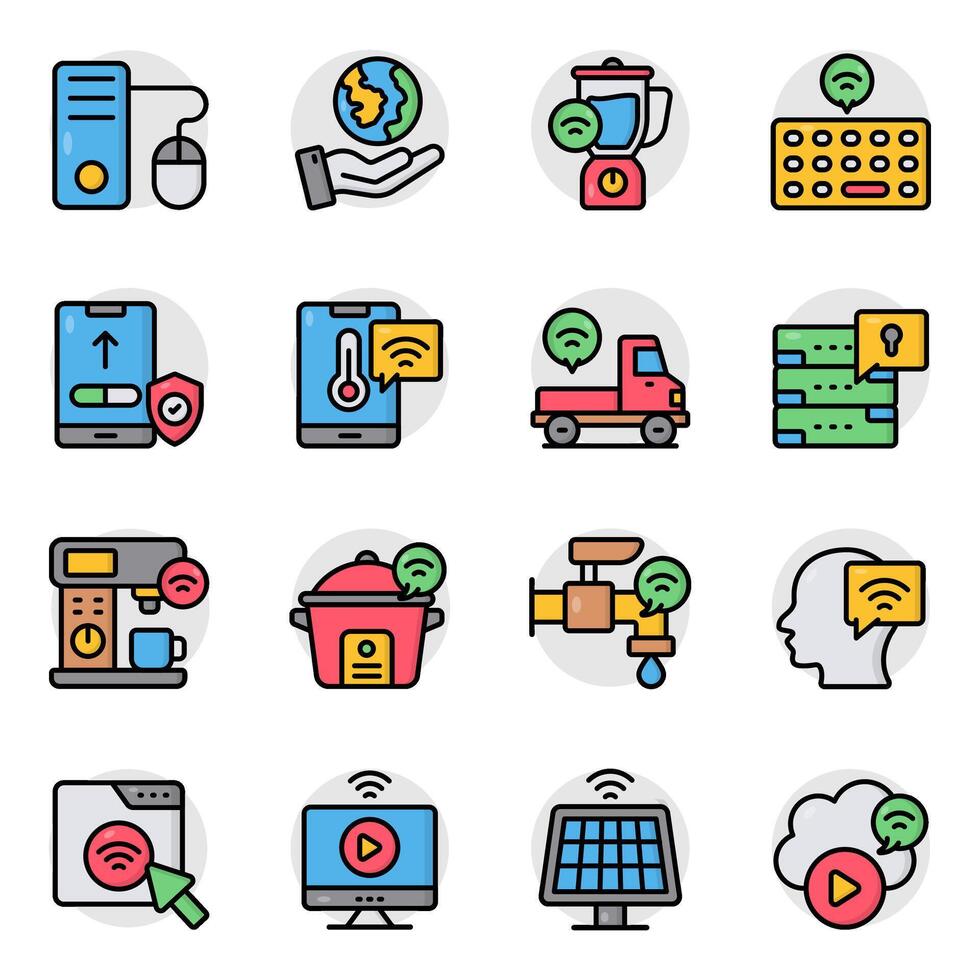 Set of Smart Equipment Flat Icons vector