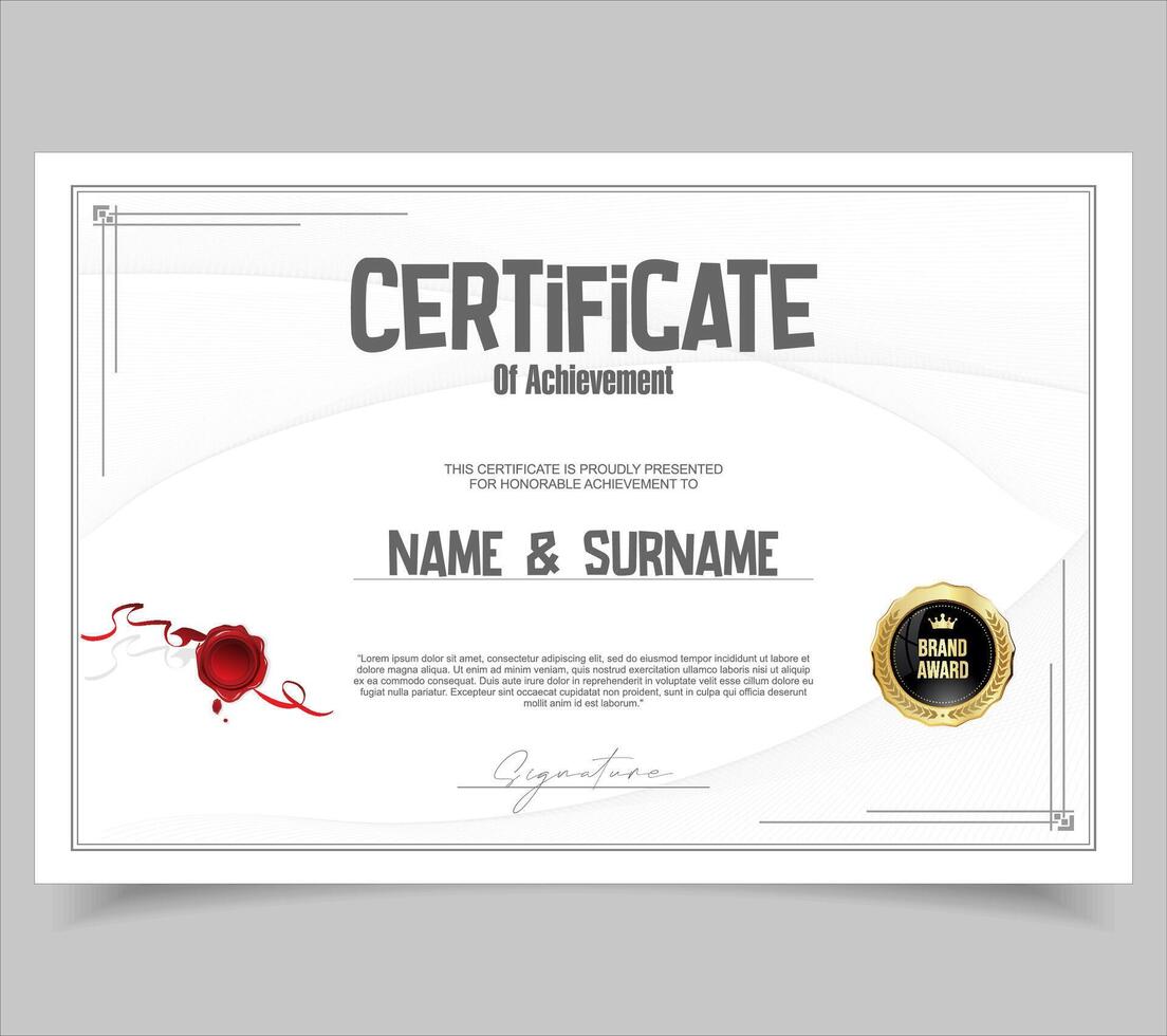 Minimalist certificate or diploma of achievement border template design award vector
