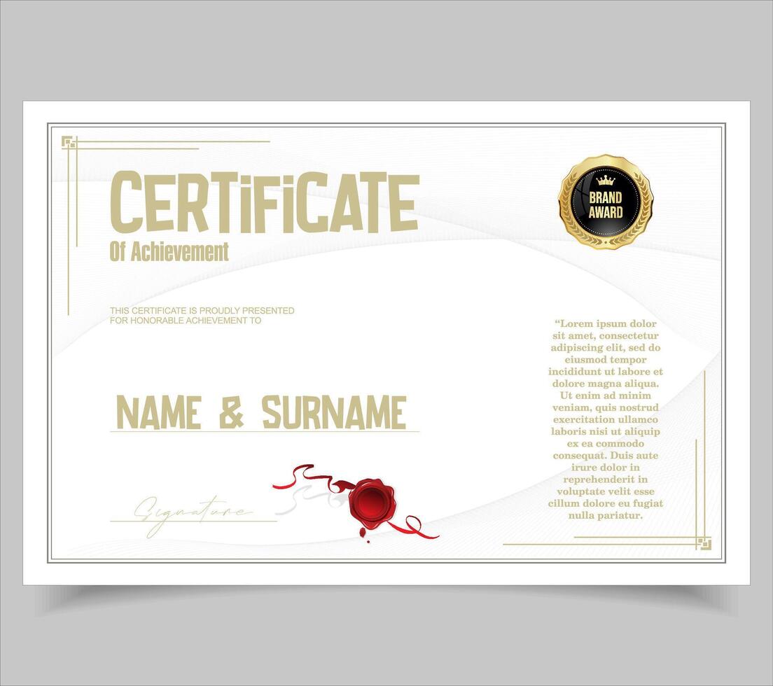 Minimalist certificate of achievement border template design award stock illustration vector