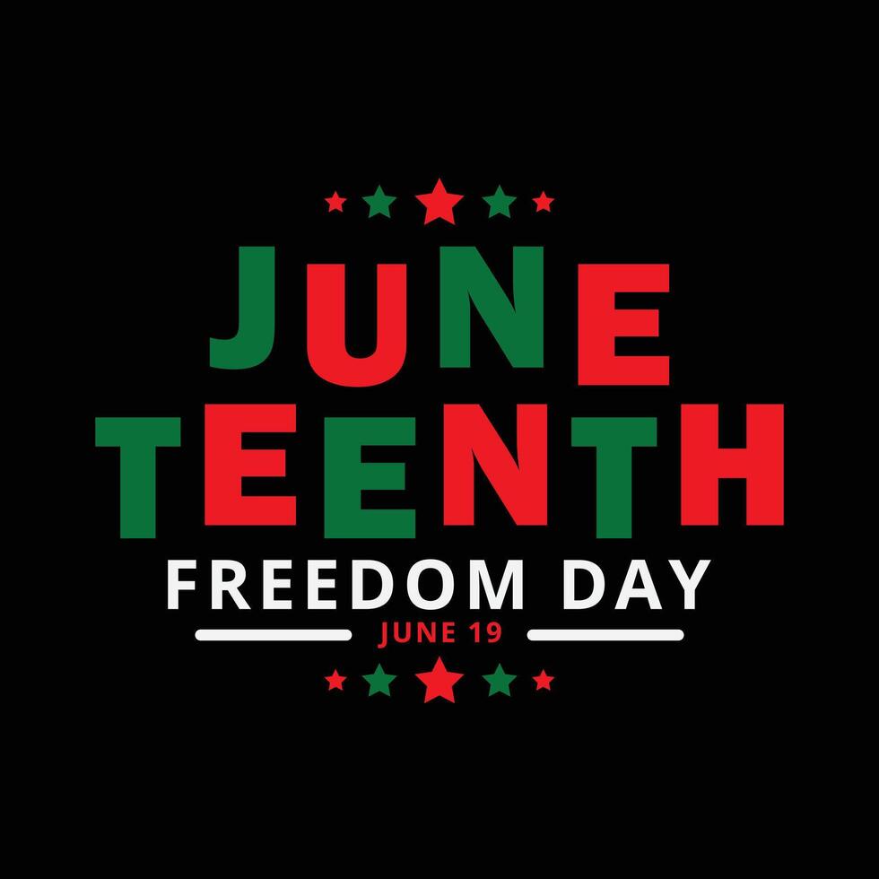 Bold graphic design commemorating Juneteenth, celebrating the emancipation of enslaved African Americans vector