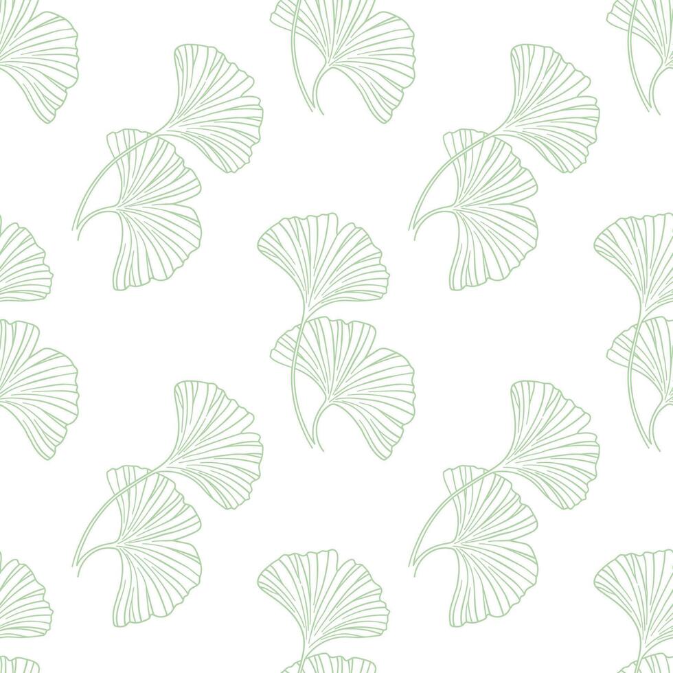 Seamless pattern with green ginkgo biloba leaves, illustration vector