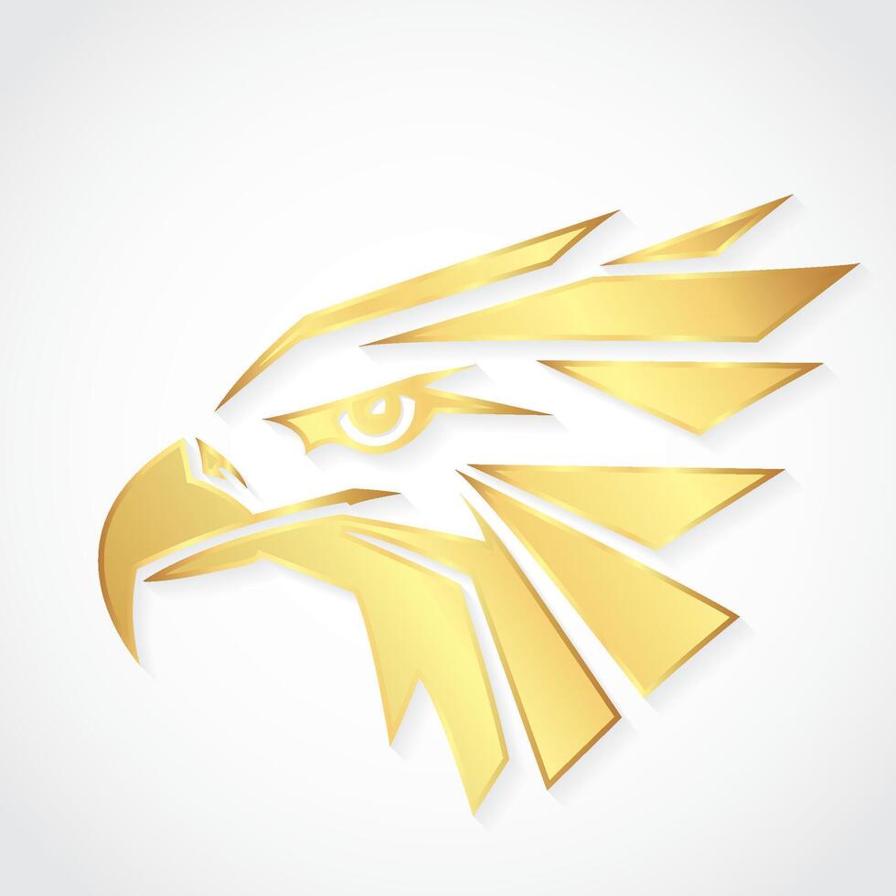 3d gold stylized geometric eagle head vector
