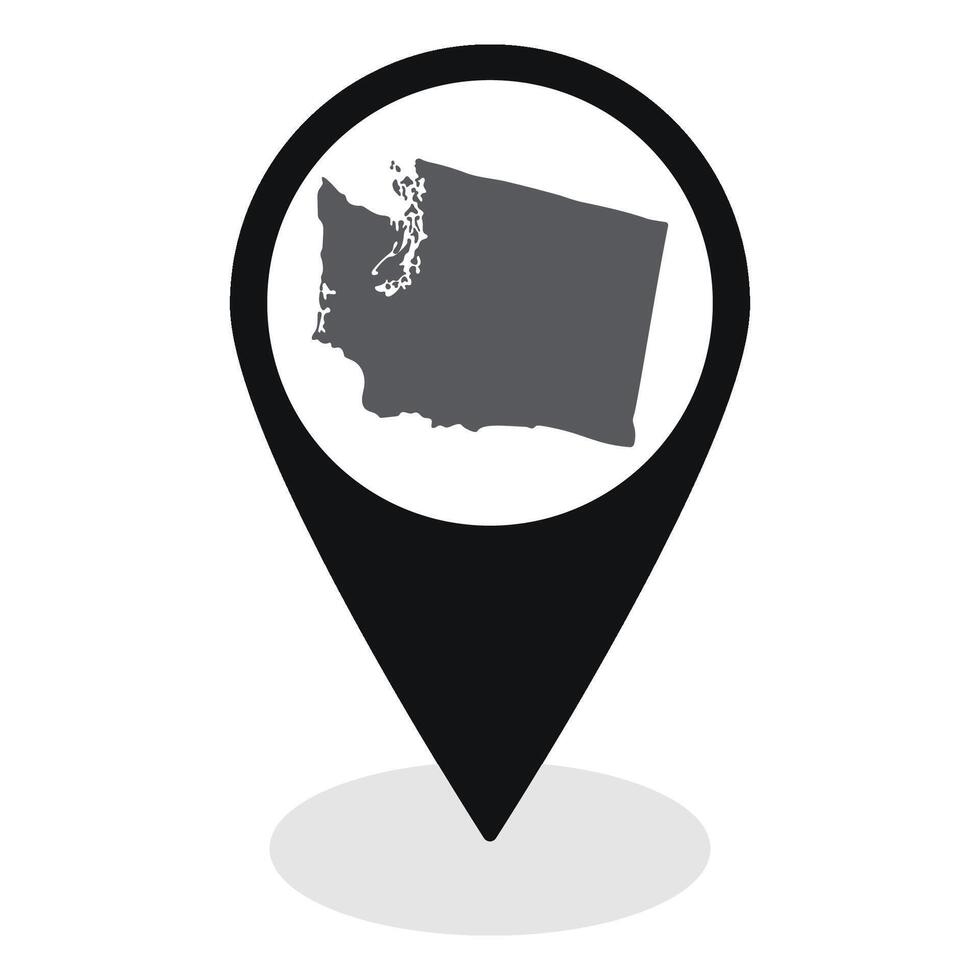 Washington state map. Map of Washington state on map pinpoint in black color vector