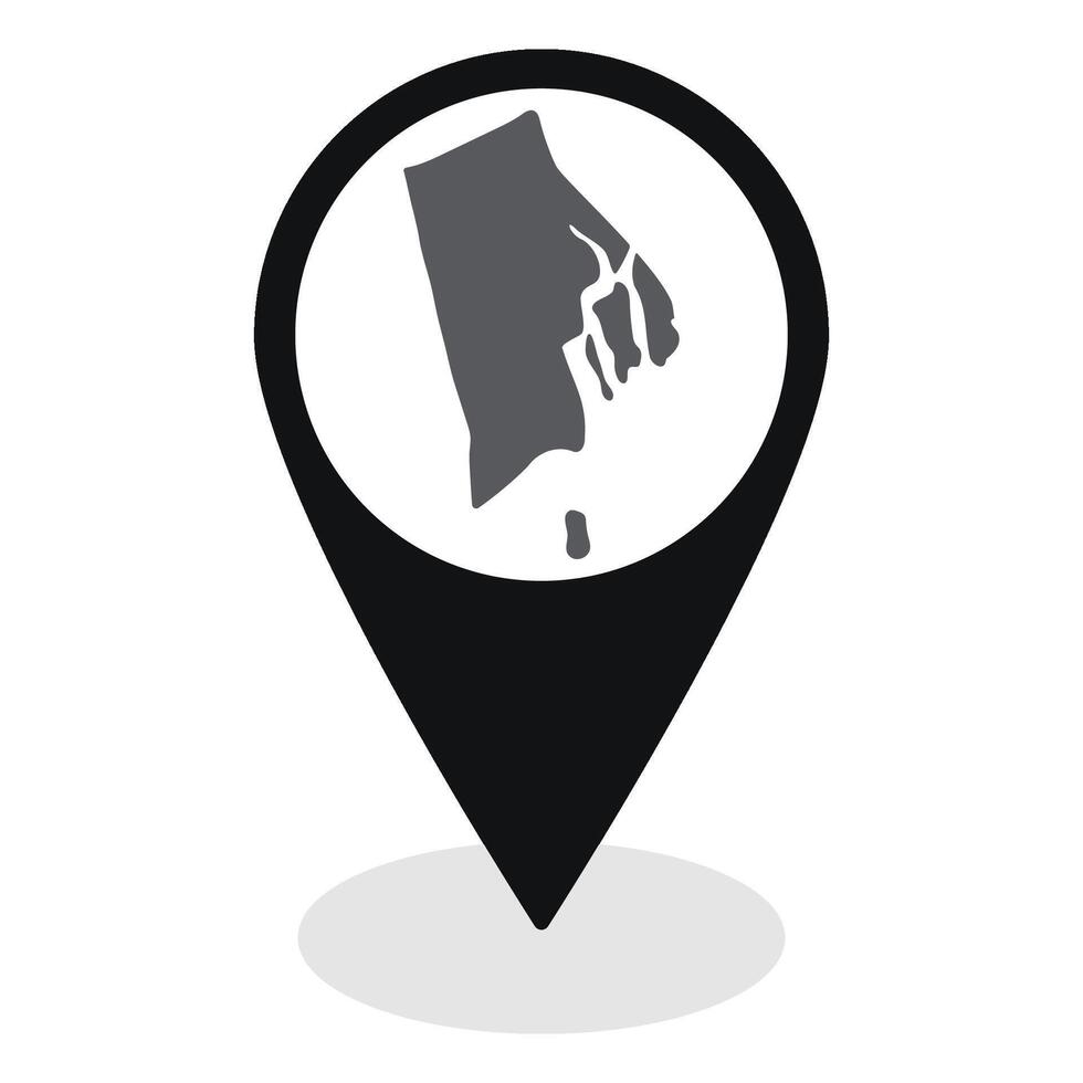 Rhode Island state map. Map of Rhode Island state on map pinpoint in black color vector