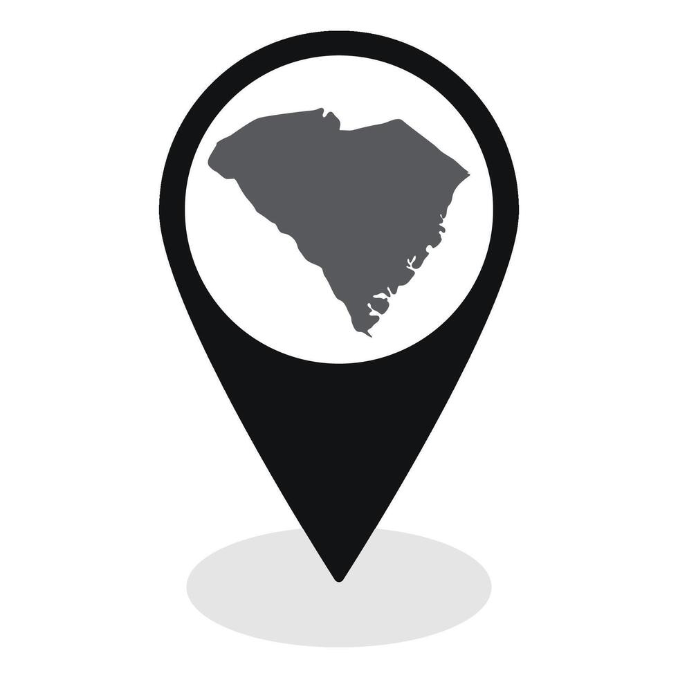 South Carolina state map. Map of South Carolina state on map pinpoint in black color vector