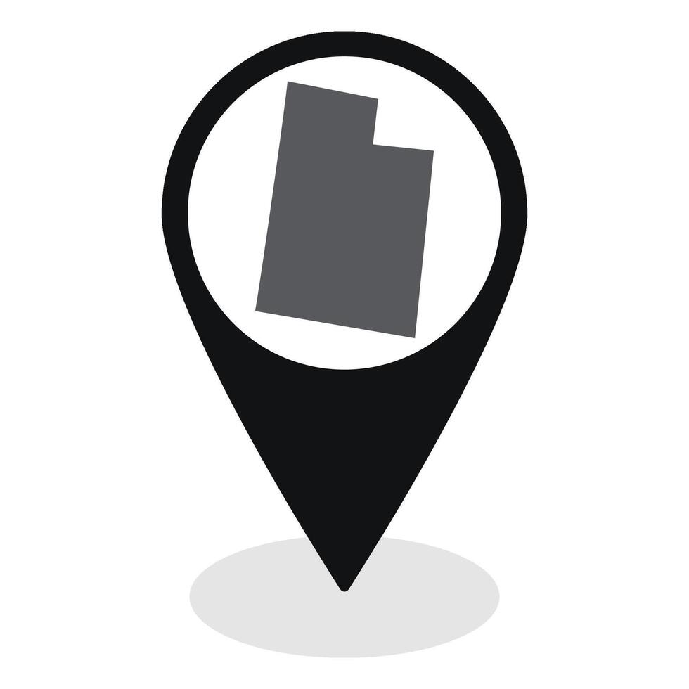 Utah state map. Map of Utah state on map pinpoint in black color vector