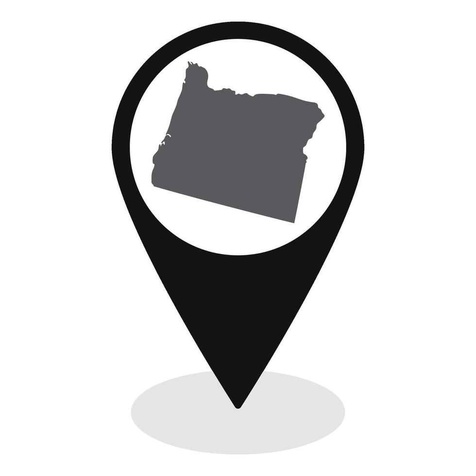 Oregon state map. Map of Oregon state on map pinpoint in black color vector