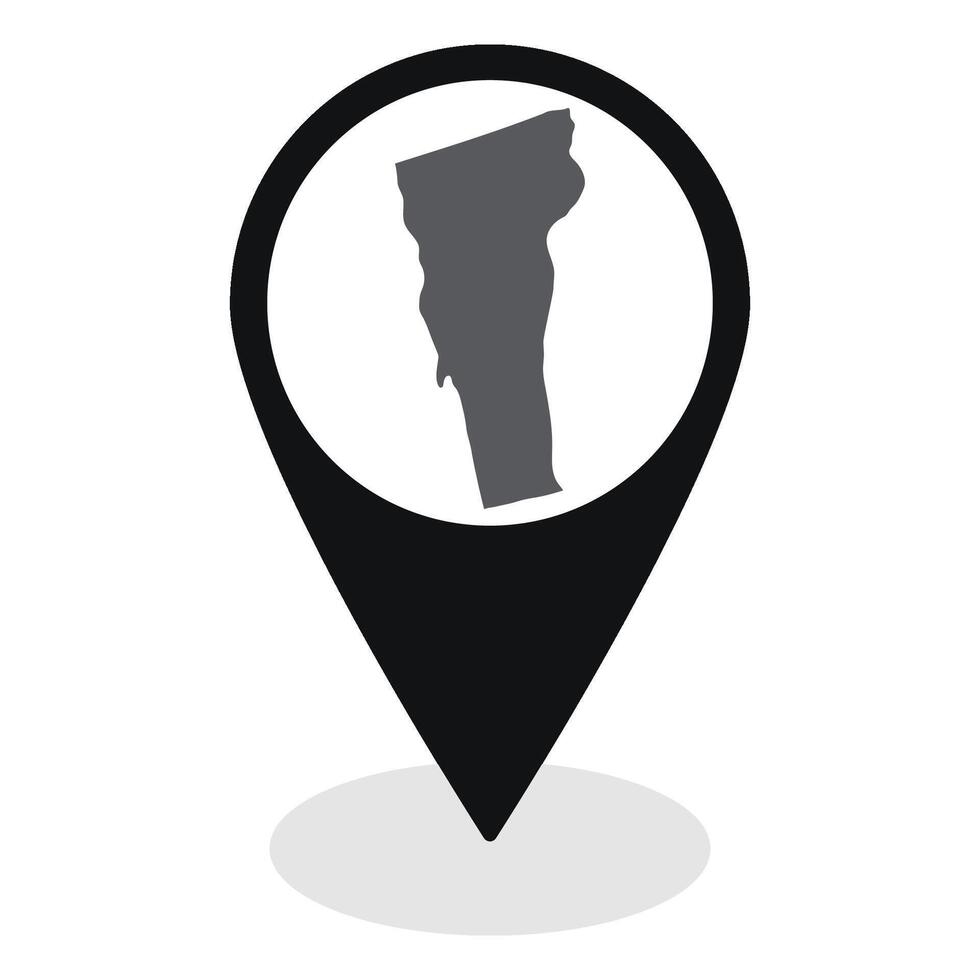 Vermont state map. Map of Vermont state on map pinpoint in black color vector
