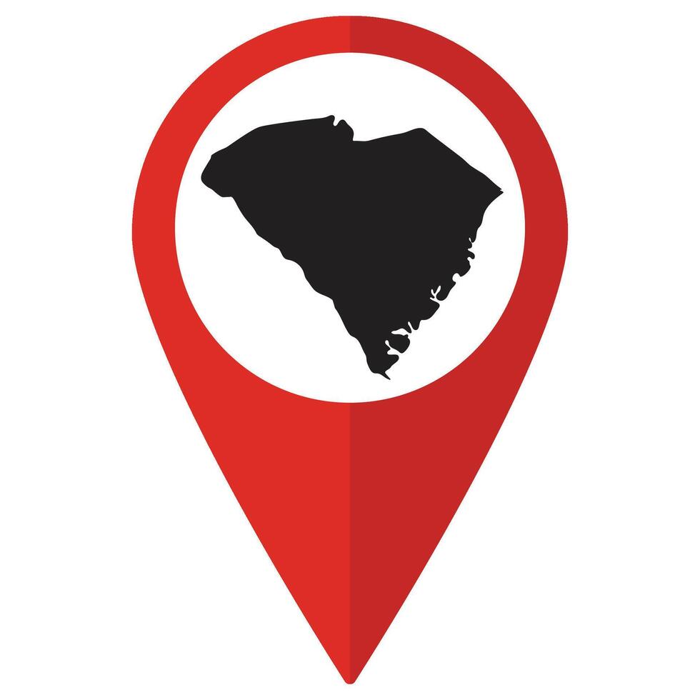 South Carolina state map. Map of South Carolina state on map pinpoint in red color vector