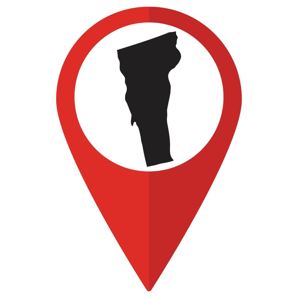 Vermont state map. Map of Vermont state on map pinpoint in red color vector