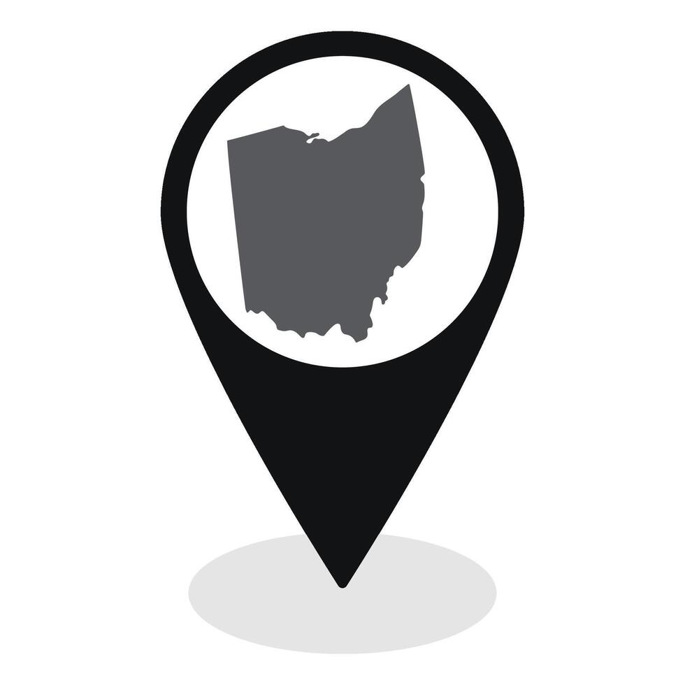 Ohio state map. Map of Ohio state on map pinpoint in black color vector