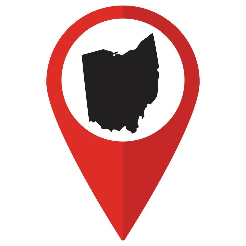 Ohio state map. Map of Ohio state on map pinpoint in red color vector